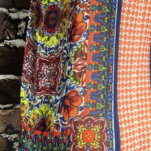 Blue Pepper Top Tie Front Blue Floral Boho V-Neck Small - Picture 7 of 10